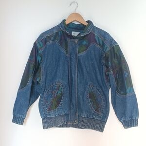 Vintage Denim Jacket with Colorful Accents